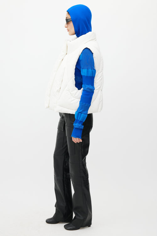 Entire Studio White Quilted Cropped Down Vest