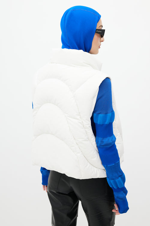 Entire Studio White Quilted Cropped Down Vest