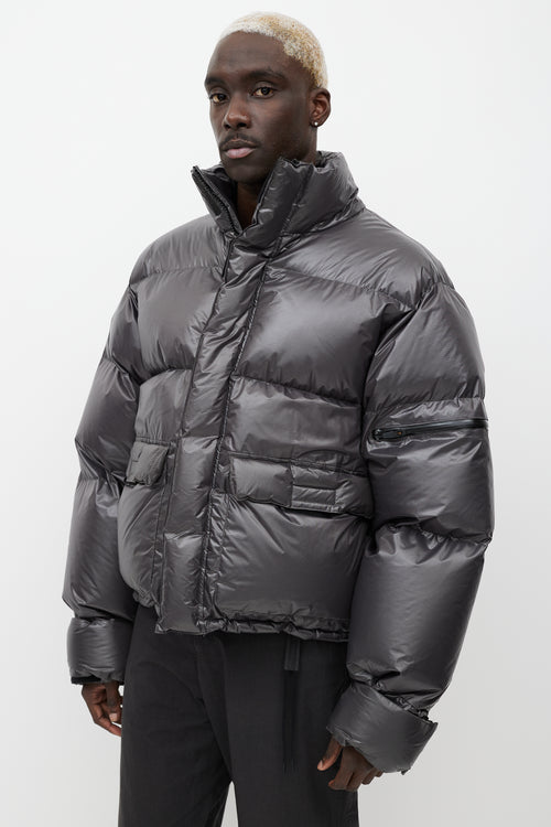 Entire Studios Metallic Grey Down Puffer Jacket