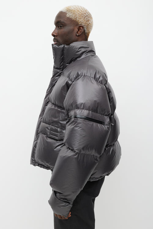 Entire Studios Metallic Grey Down Puffer Jacket