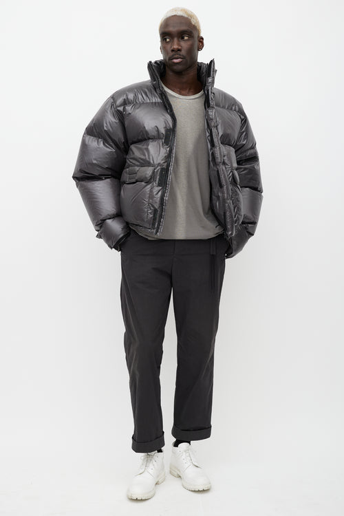 Entire Studios Metallic Grey Down Puffer Jacket