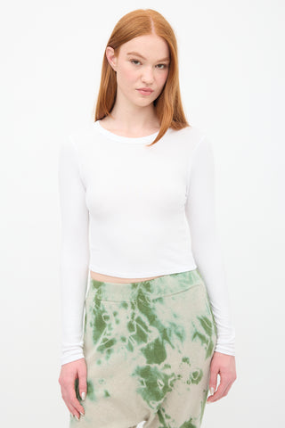 Enza Costa White Ribbed Knit Crop Top