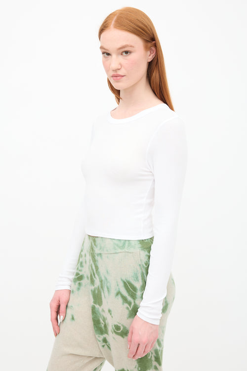 Enza Costa White Ribbed Knit Crop Top