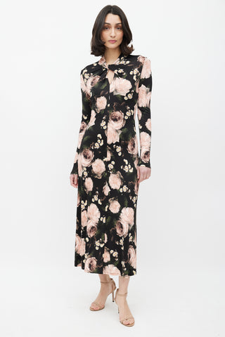 Erdem Black 
Multicolour Floral Jersey Maxi Dress