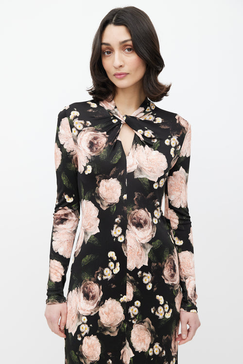 Erdem Black 
Multicolour Floral Jersey Maxi Dress