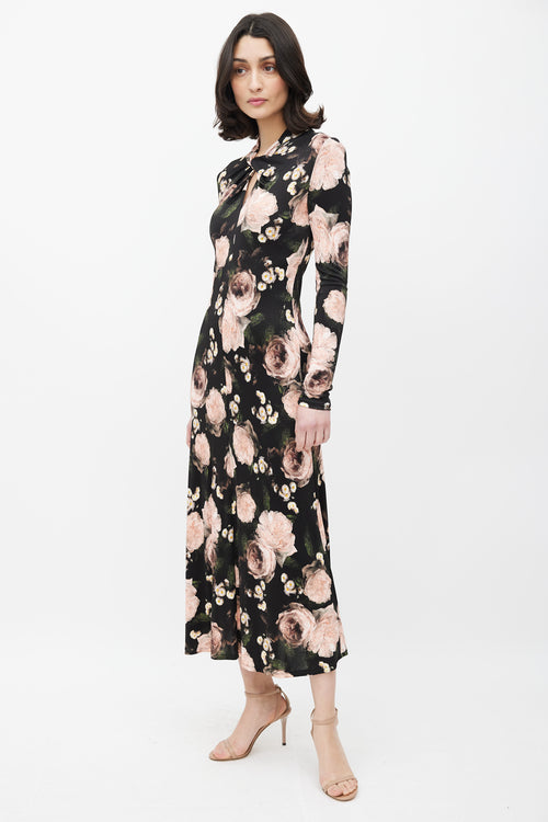 Erdem Black 
Multicolour Floral Jersey Maxi Dress