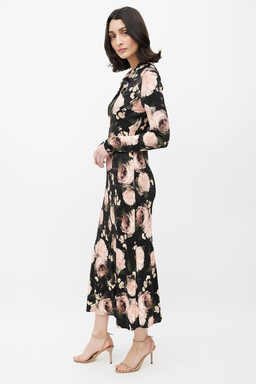 Erdem Black 
Multicolour Floral Jersey Maxi Dress