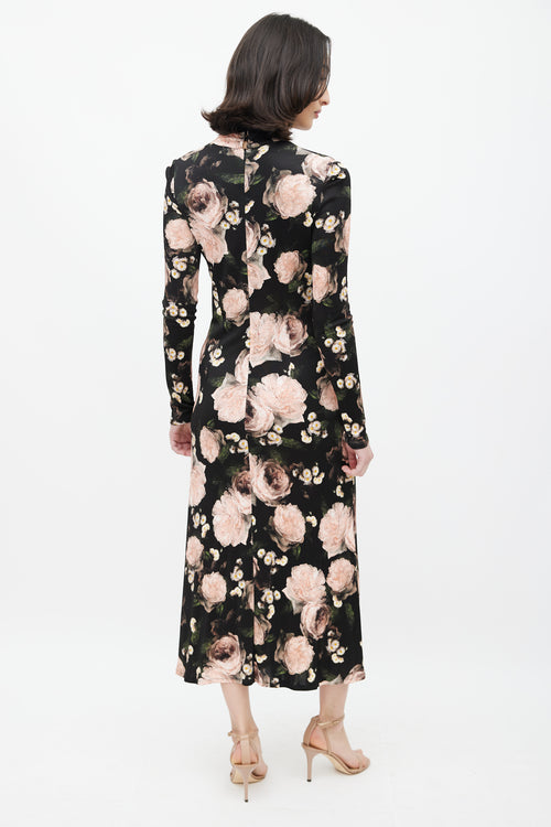 Erdem Black 
Multicolour Floral Jersey Maxi Dress