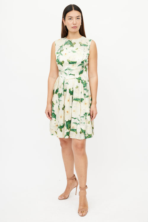 Erdem Cream 
Multicolour Floral Silk Dress