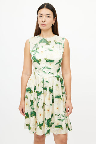 Erdem Cream 
Multicolour Floral Silk Dress