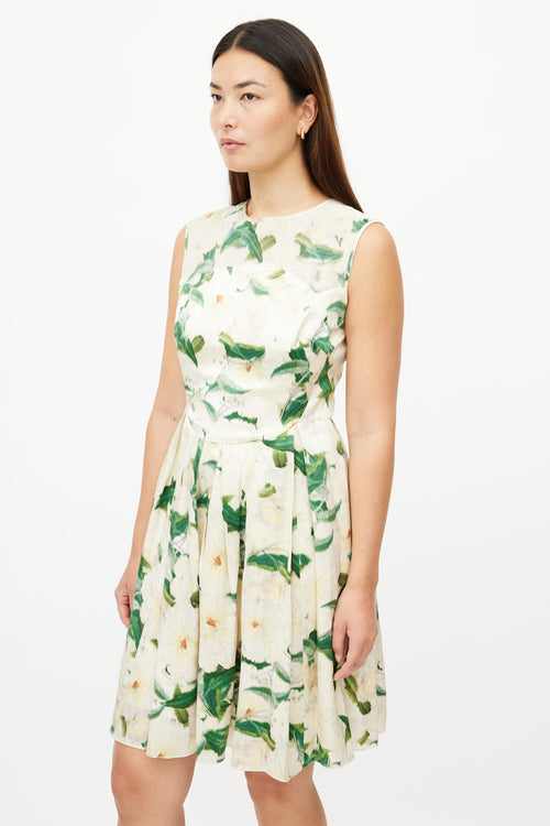 Erdem Cream 
Multicolour Floral Silk Dress