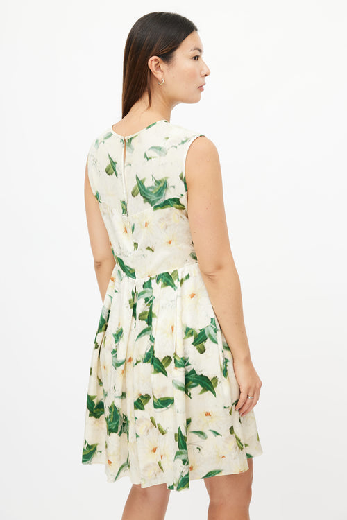 Erdem Cream 
Multicolour Floral Silk Dress