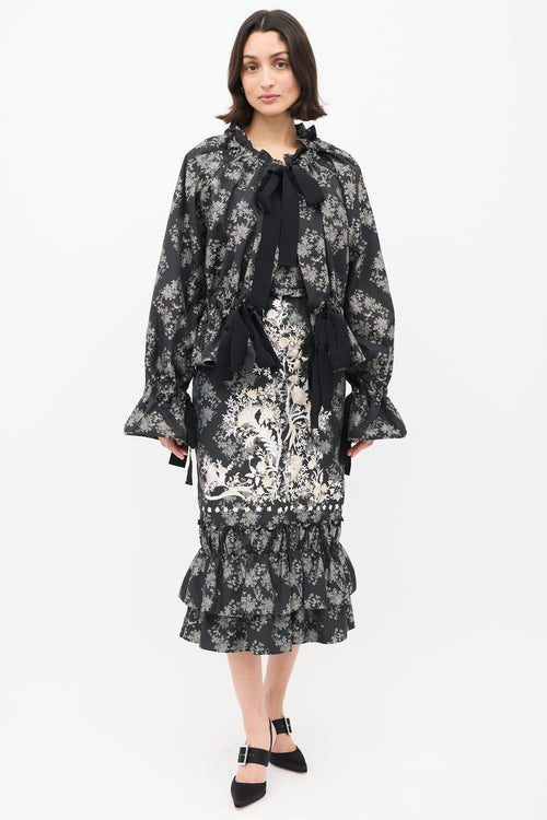 Erdem SS 2017 Black 
Grey Floral Co-Ord Set