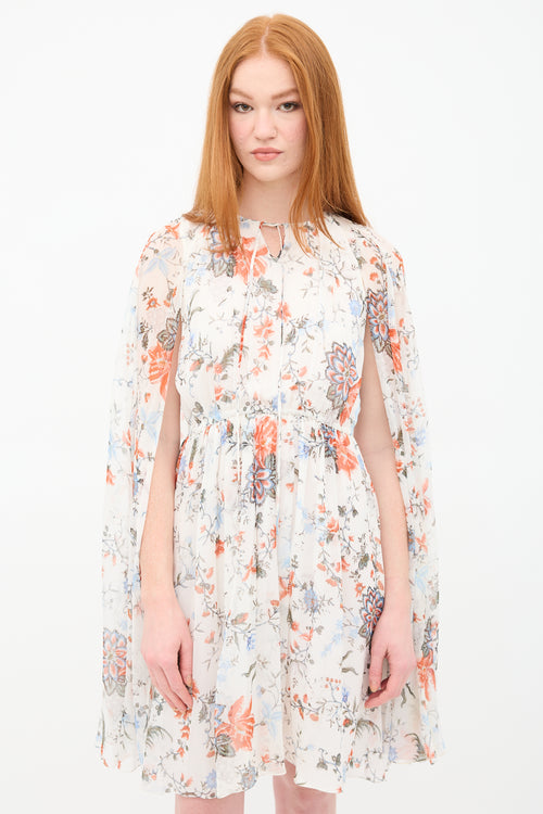 Erdem Silk Floral Austin Cape Dress