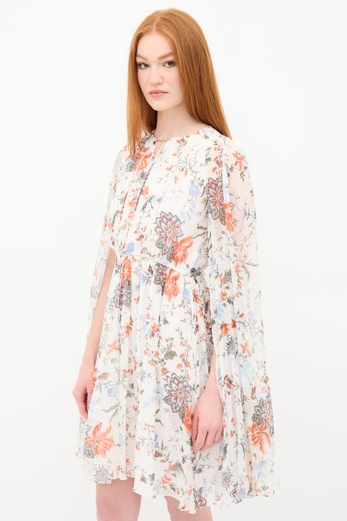 Erdem Silk Floral Austin Cape Dress