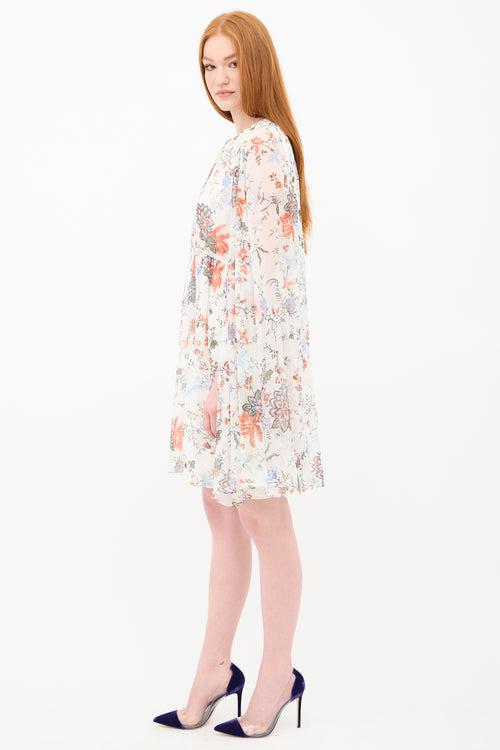 Erdem Silk Floral Austin Cape Dress