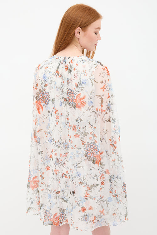 Erdem Silk Floral Austin Cape Dress