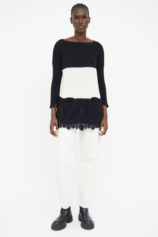 Ermanno Scervino Black and White Cashmere Sweater