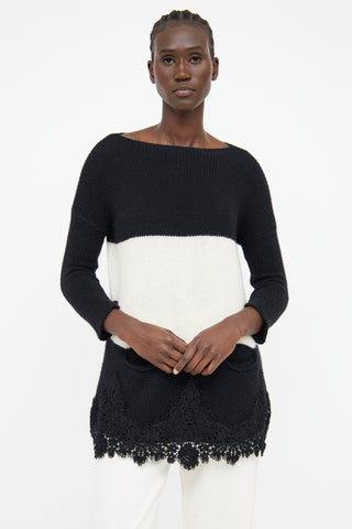 Ermanno Scervino Black and White Cashmere Sweater