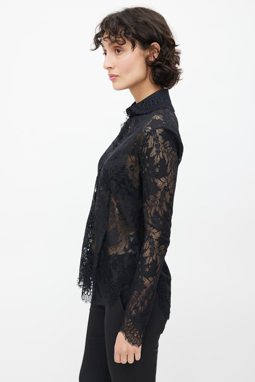 Ermanno Scervino Black Lace Ruffled Shirt