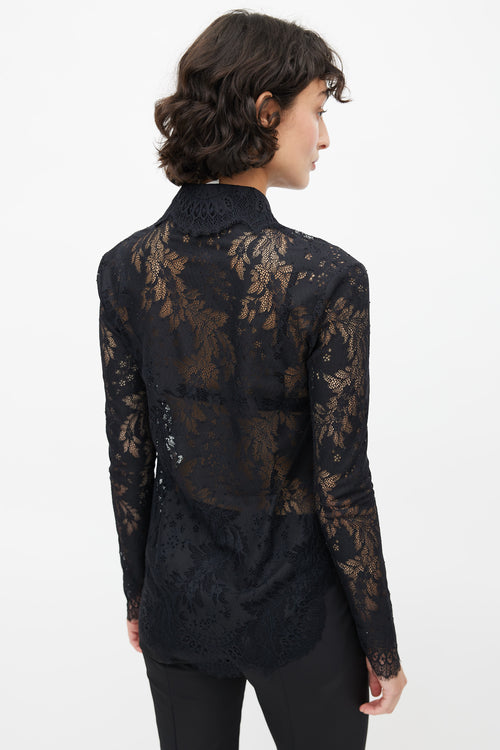 Ermanno Scervino Black Lace Ruffled Shirt