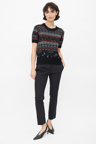 Ermanno Scervino Black 
Multicolour Geometric Rhinestone Knit Top