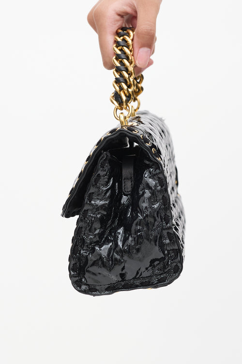 Ermanno Scervino Black Patent Leather Small Faubourg Chain Flap Bag