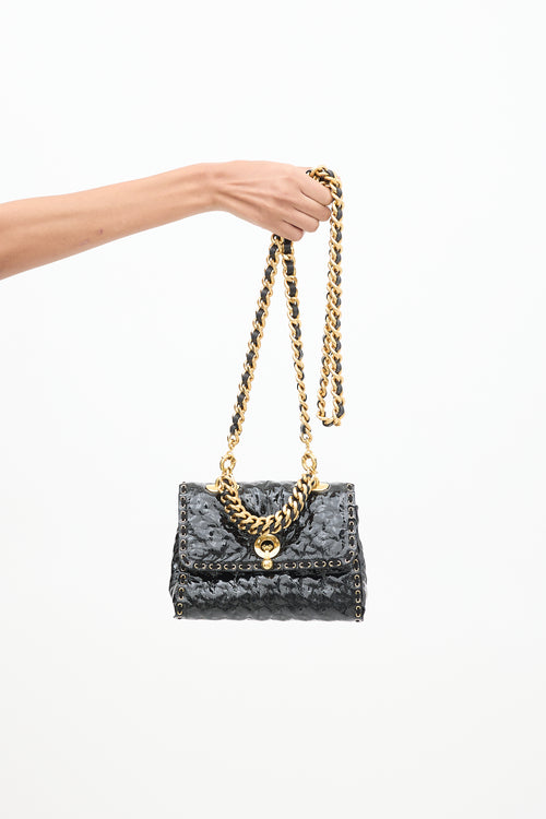 Ermanno Scervino Black Patent Leather Small Faubourg Chain Flap Bag