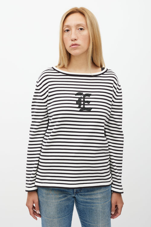 Ermanno Scervino Black 
White Stripe Knit Top