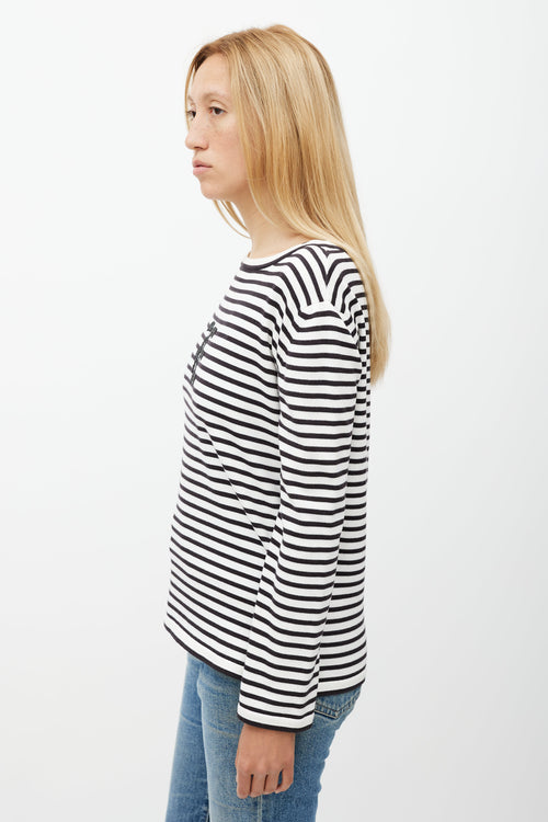 Ermanno Scervino Black 
White Stripe Knit Top