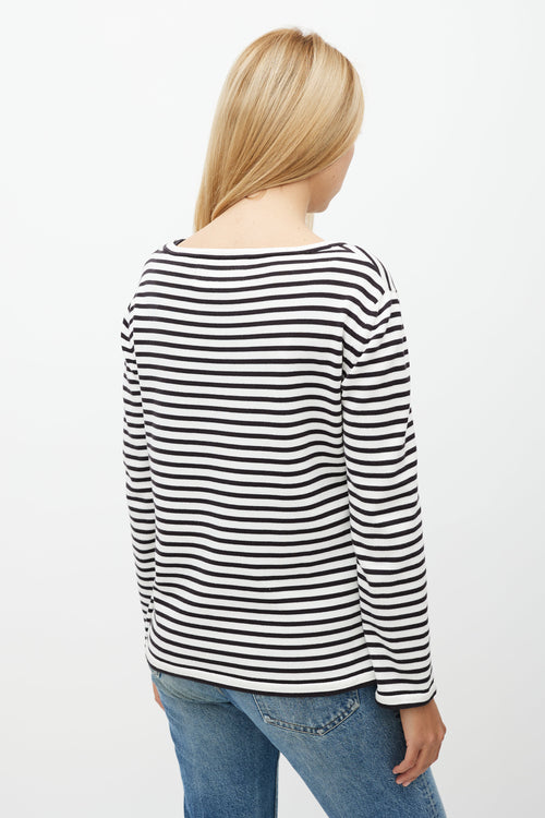 Ermanno Scervino Black 
White Stripe Knit Top