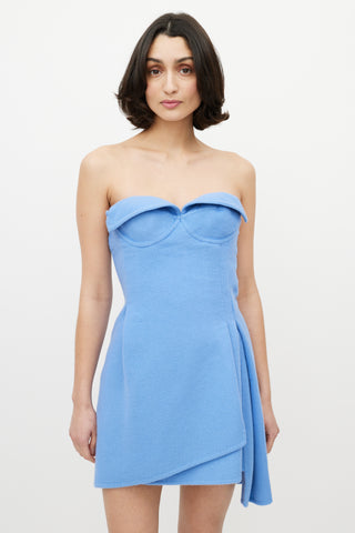 Ermanno Scervino Blue Wool Corset Dress