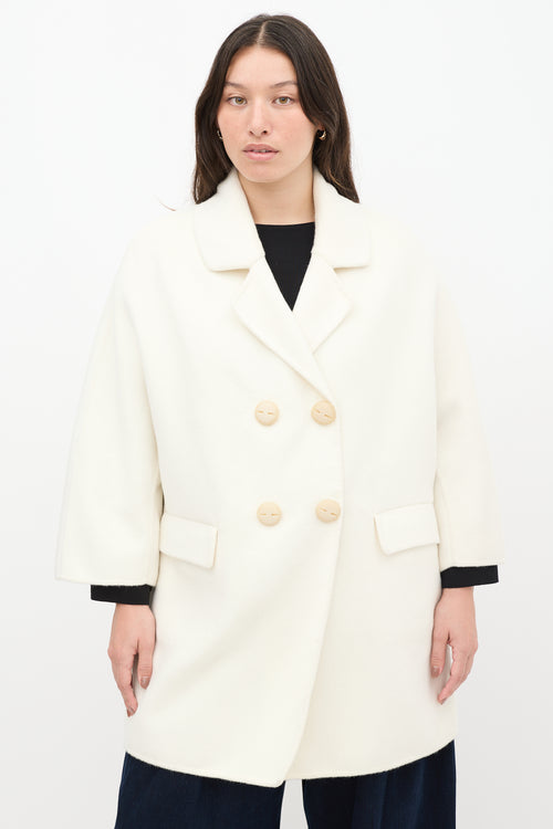 Ermanno Scervino Cream Wool Double Breasted Coat