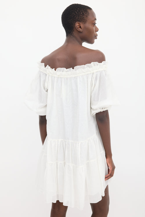 Ermanno Scervino White Off Shoulder Tiered Dress