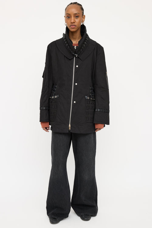 Ermanno Scervino Black Buckle Panel Coat