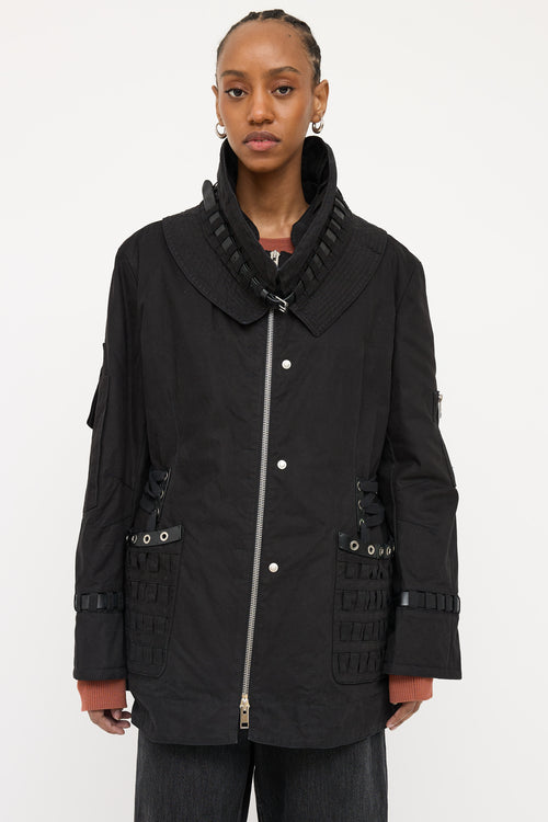 Ermanno Scervino Black Buckle Panel Coat