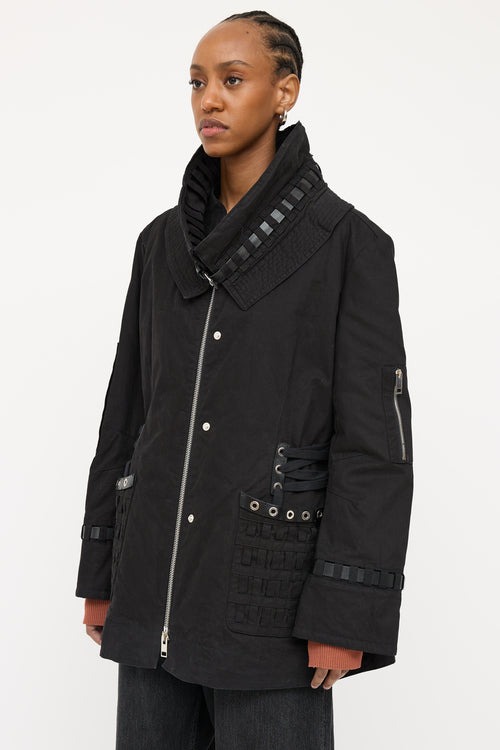 Ermanno Scervino Black Buckle Panel Coat