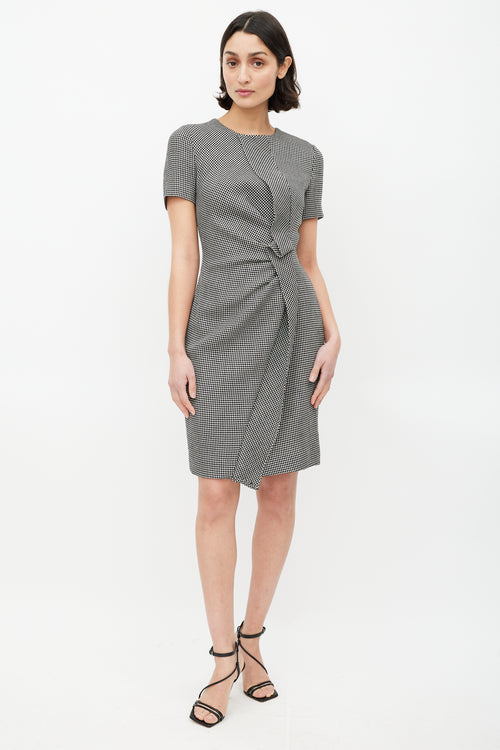 Escada Black 
White Textured Wool Dress