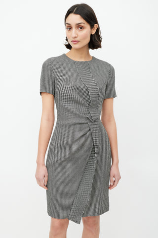 Escada Black 
White Textured Wool Dress