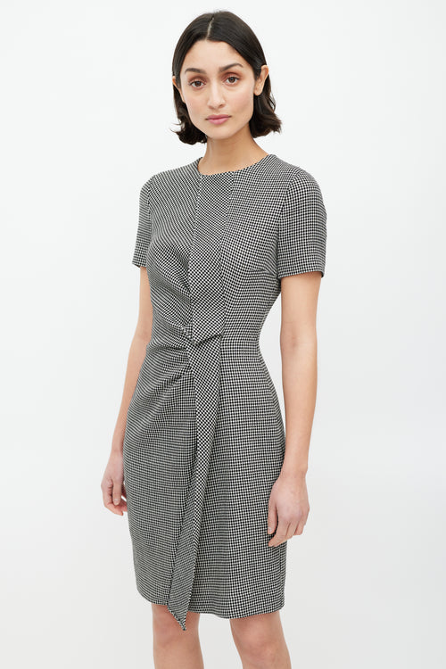 Escada Black 
White Textured Wool Dress