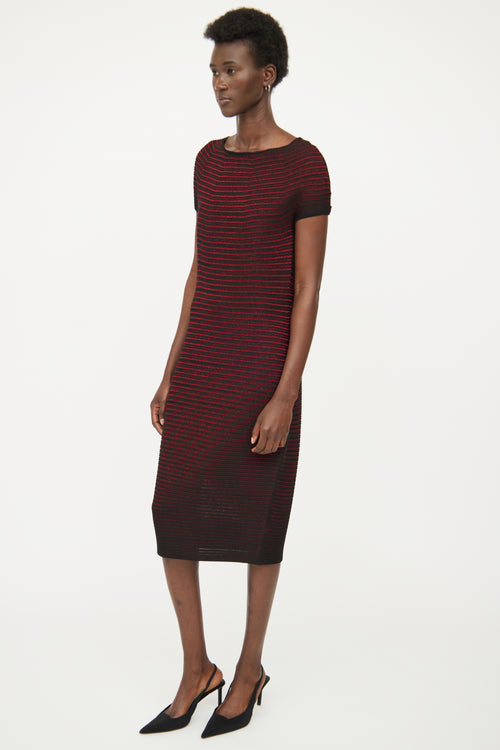 Escada Red 
Black Glitter Knit Dress