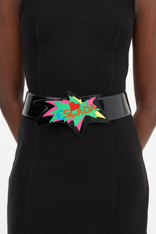 Escada Patent Graphic Wide Belt