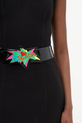 Escada Patent Graphic Wide Belt