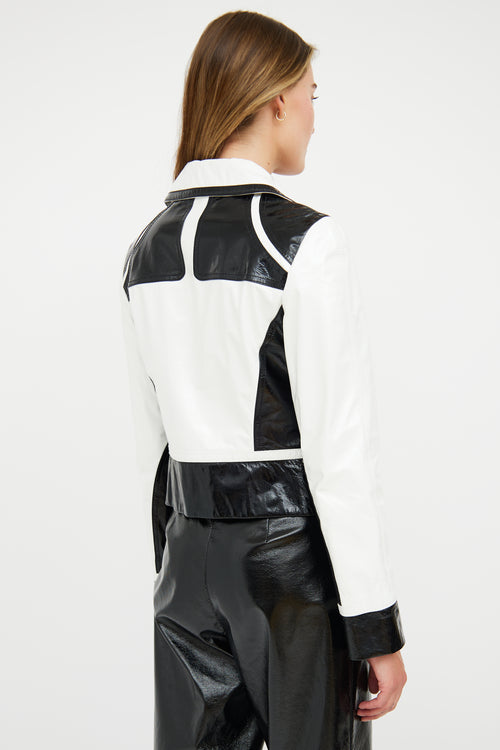 Escada Black 
White Patent Panel Jacket