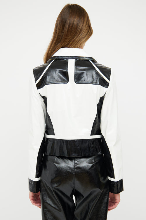 Escada Black 
White Patent Panel Jacket