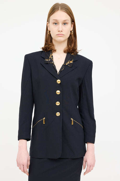 Escada Black Wool Skirt Suit