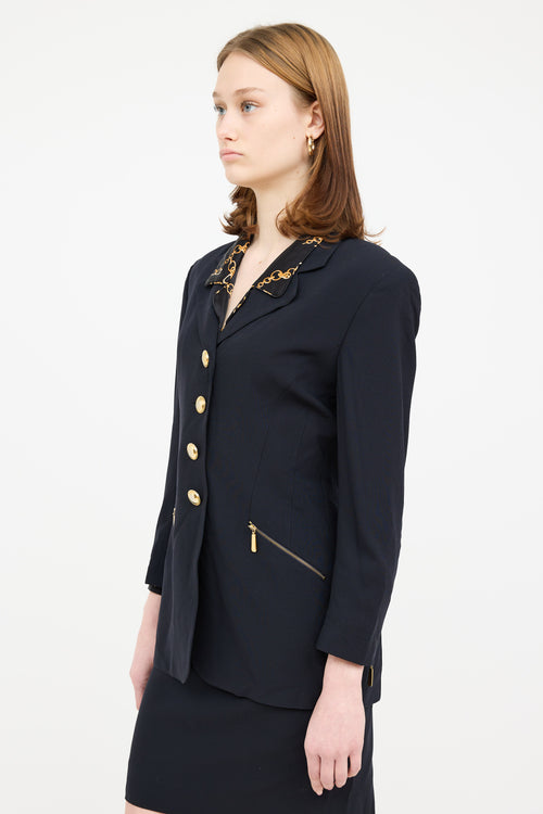 Escada Black Wool Skirt Suit