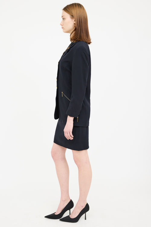 Escada Black Wool Skirt Suit