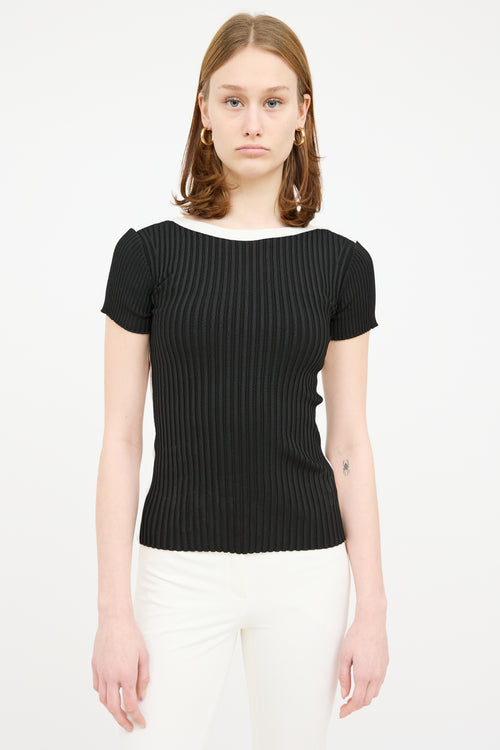 Escada Black 
White Ribbed Top