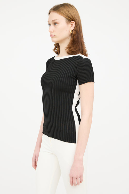 Escada Black 
White Ribbed Top